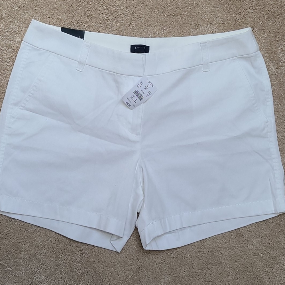 J Crew 5" white chino shorts